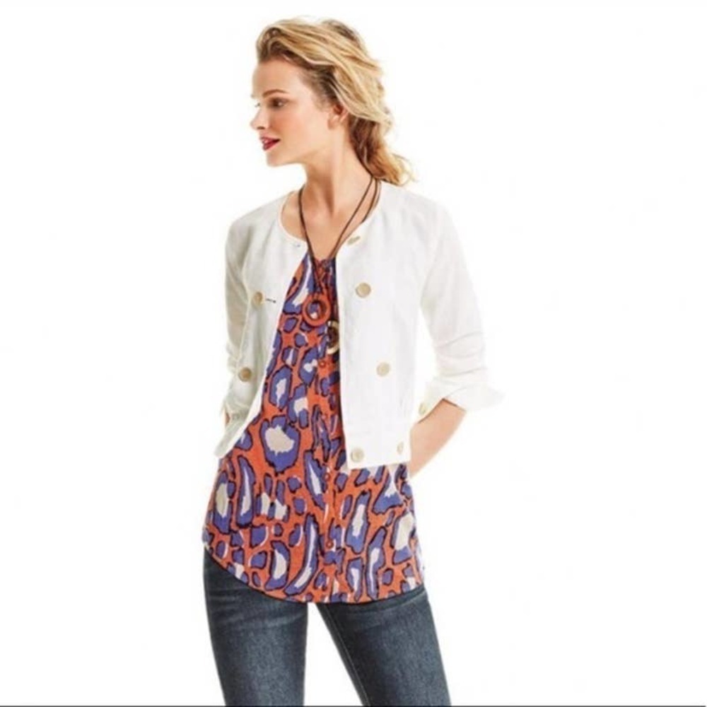 Cabi Women's Isla Cami Animal Print Button Front Cami Tank Top Orange Purple XS